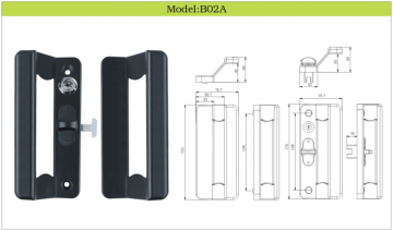 PATIO DOOR HANDLE WITH LOCK