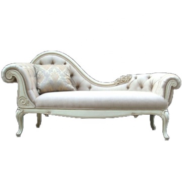 French Solid Wood Fabric Lounge Settee Chaise Sofa for Living Room