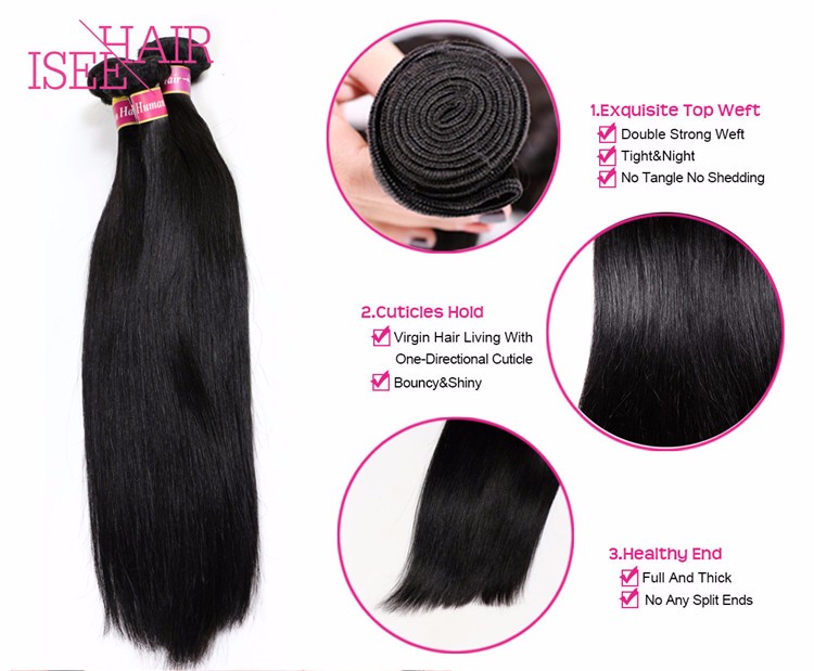 Raw Unprocessed Virgin Indian Hair Straight Human Hair Weave