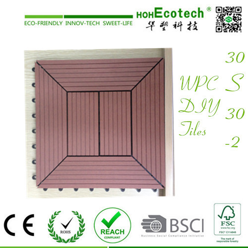 Durable WPC Composite deckings interlocking snap-together floor for outdoor DIY wpc tile