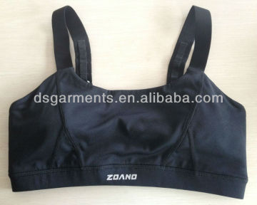Black simplified removeable padded mesh fabric inside sports bra