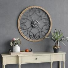 Round Wood &amp; Metal Wall Art