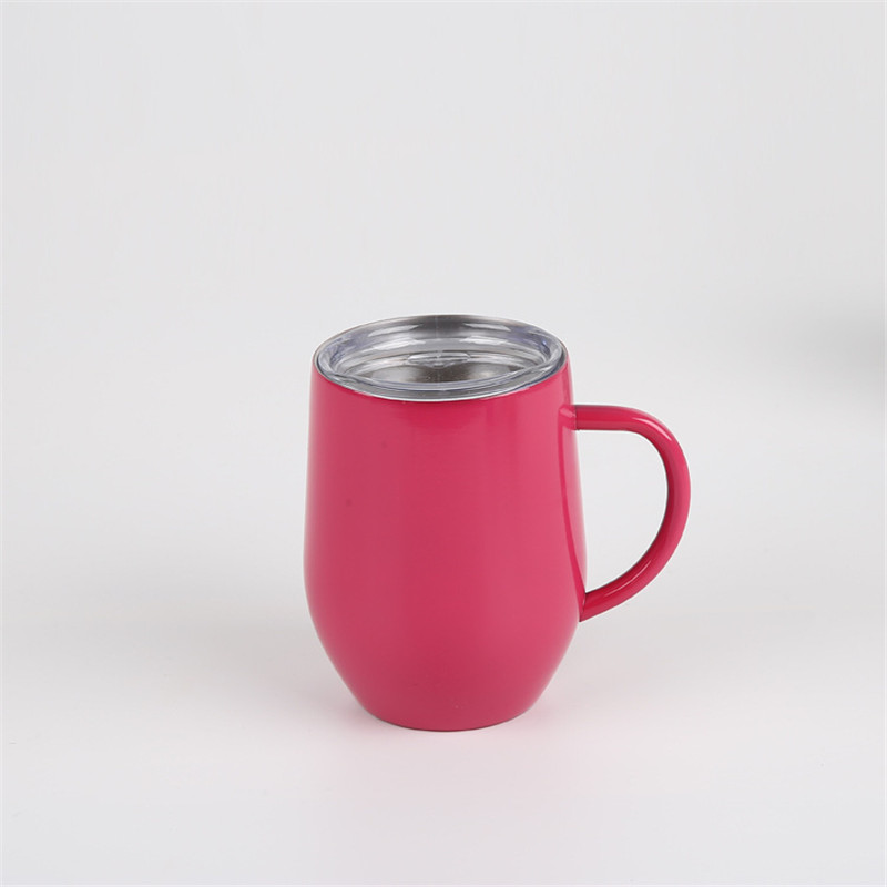 12 oz Wine Cup with Handle Insulated mugs Stainless Steel Tumbler Glass with Lid Double Wall Vacuum coffee mug