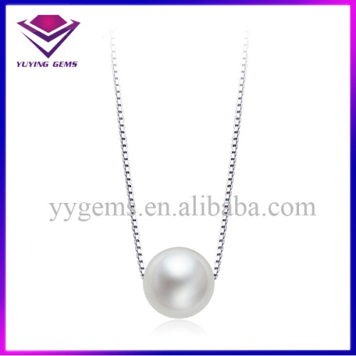 Fashion Bright White Simple 925 Silver Necklace Freshwater Pearl Pendant Designs