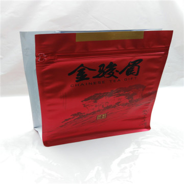 Flat bottom zip top sealing plastic tea packaging bag