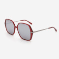 Polygonal Acetate And Metal Combined Women's Sunglasses 23A8116