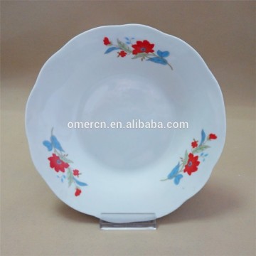 cheap porcelain plate/ porcelain soup plate, three flower ceramic soup plate wholesale