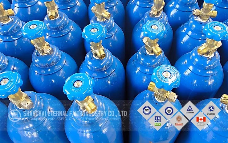 CGA 580 valve ISO9809 seamless steel water capacity 40L 6M3 oxygen argon gas cylinder