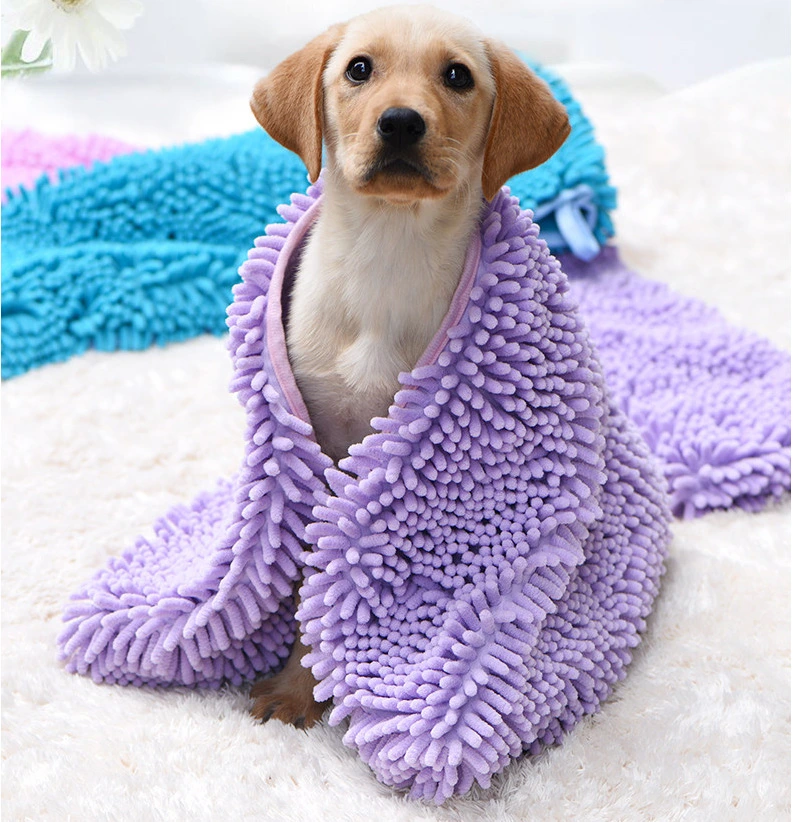 OEM Chenille Fabric Super Absorbency Pet Bathing Towel