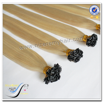 Wholesale italian keratin hair extensions flat tip 100% russian hair extensions