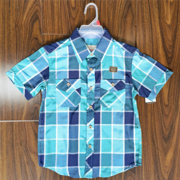 Cotton Shirting Colorful Checked Short-sleeve Boy's Shirts