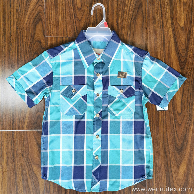 Cotton Shirting Colorful Checked Short-sleeve Boy's Shirts