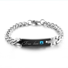 Zircon Chain Titanium Steel Diamond Bracelet Set for Couples