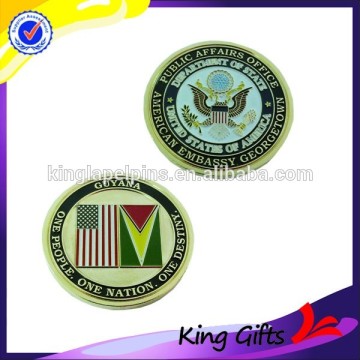 United stated and guyana flag logo double sides metal challenge coin for souvenir