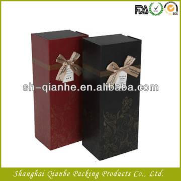 paper wine box with magnets and ribbon tie