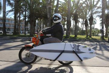 Aluminum surfboard moped rack