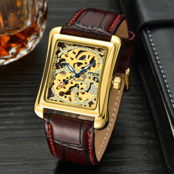 automatic skeleton business mens square watches