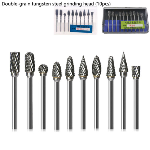 10pcs/set tungsten steel grinding head diamond accessories tungsten carbide burrs sets mini drill diamond burs material tungsten