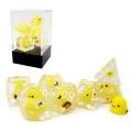 Bescon Yellow Chicken Rpg Dice Set de 7, juego de dados de juego poliédrico de pollo novedoso