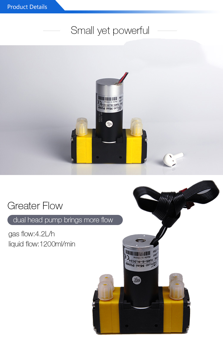 Great quality micro dual-head BLDC diaphragm pump air pump 12V with large flow-YW05-B-BLDC