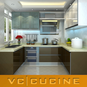 Guangzhou prefab modern fiberglass kitchen cabinets