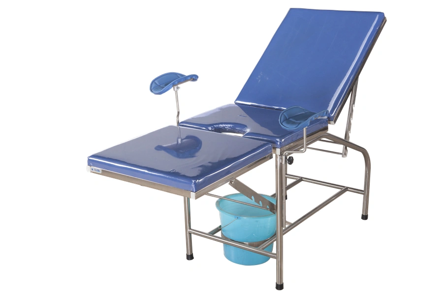 Blue Stainless Steel Hospital Delivery Exam Bed