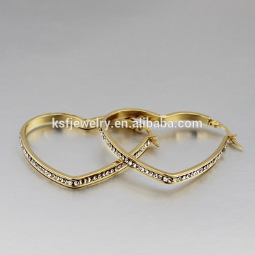 316L Stainless Steel Earrings for Young Women Heart Design with Zircon Wholesale China Factory