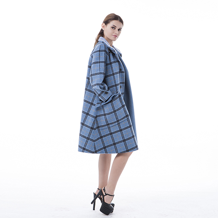 Vogue Plaid Blue Cashmere Winter Outwear