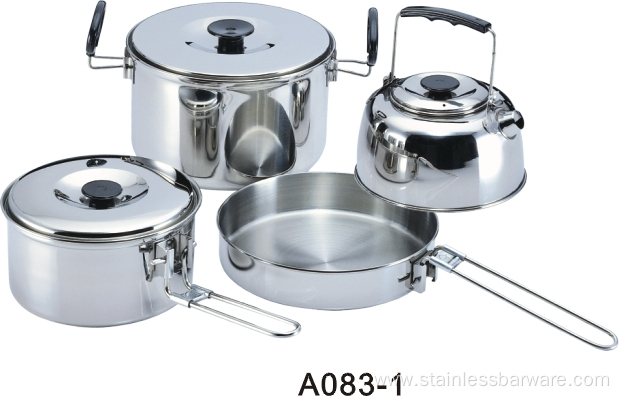 Stainless Steel Camping Pot Set with Tea Kettle