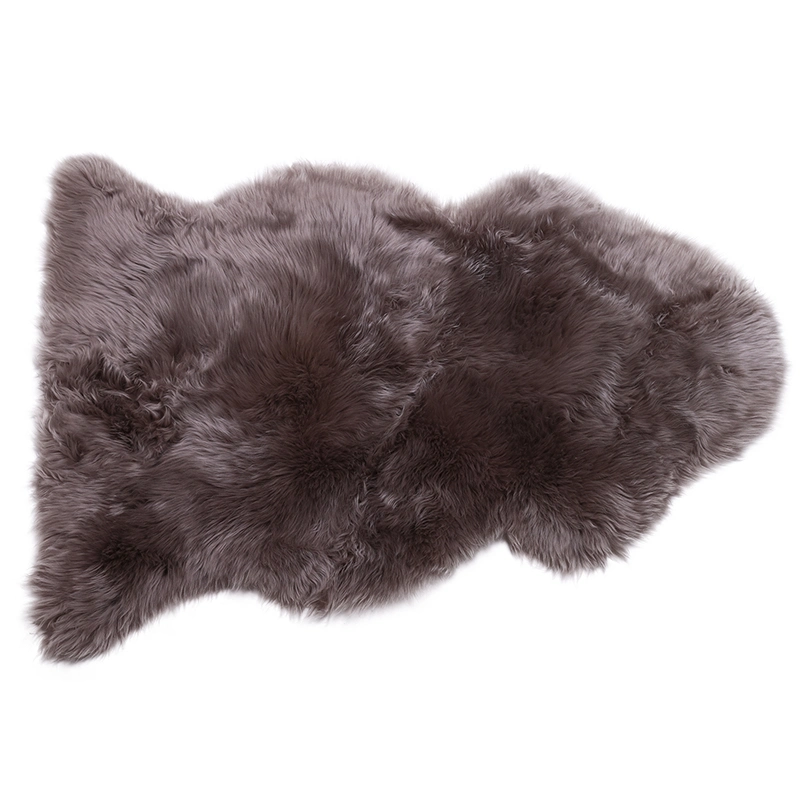 Genuine Natural Black Sheepskin Sheep Real Fur Pelt Rug