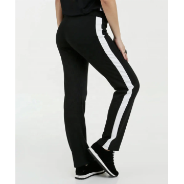 Pantalon à panneau latéral contrasté noir et blanc