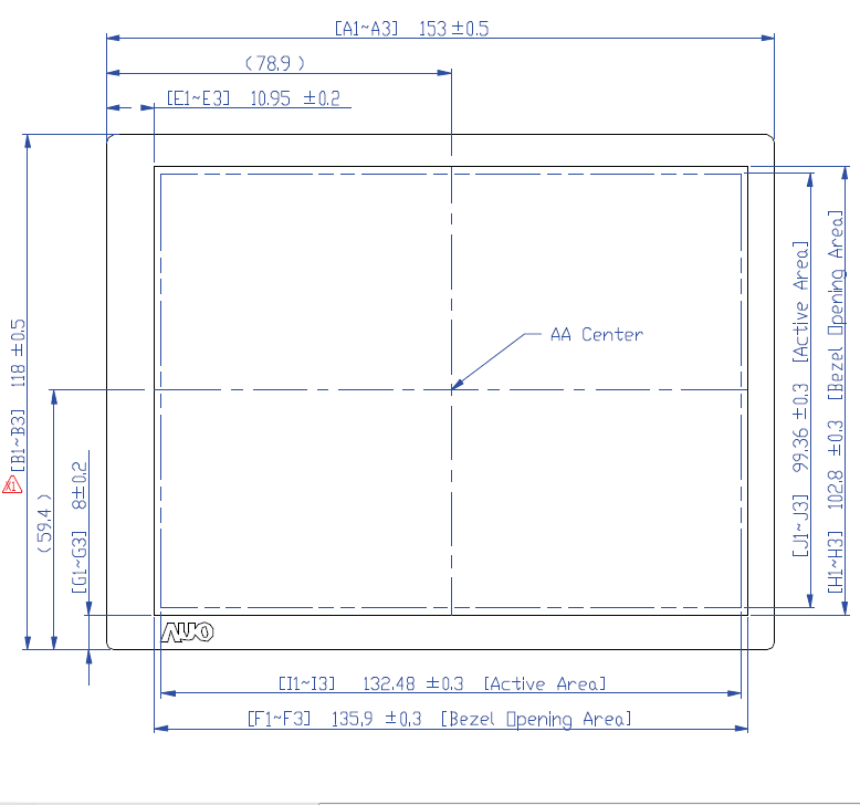 AUO 6.5 Inch TFT-LCD Module V2 drawing