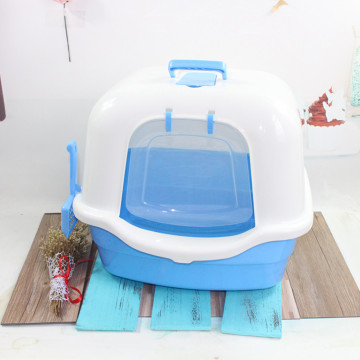 Enclosed Scoop Pet Toilet - Durable PP Big Cat Litter Box