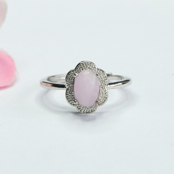 Silver Plated Kunzite Crystal Healing Rings for Women: Flower Shape Energy Stones Jewelry