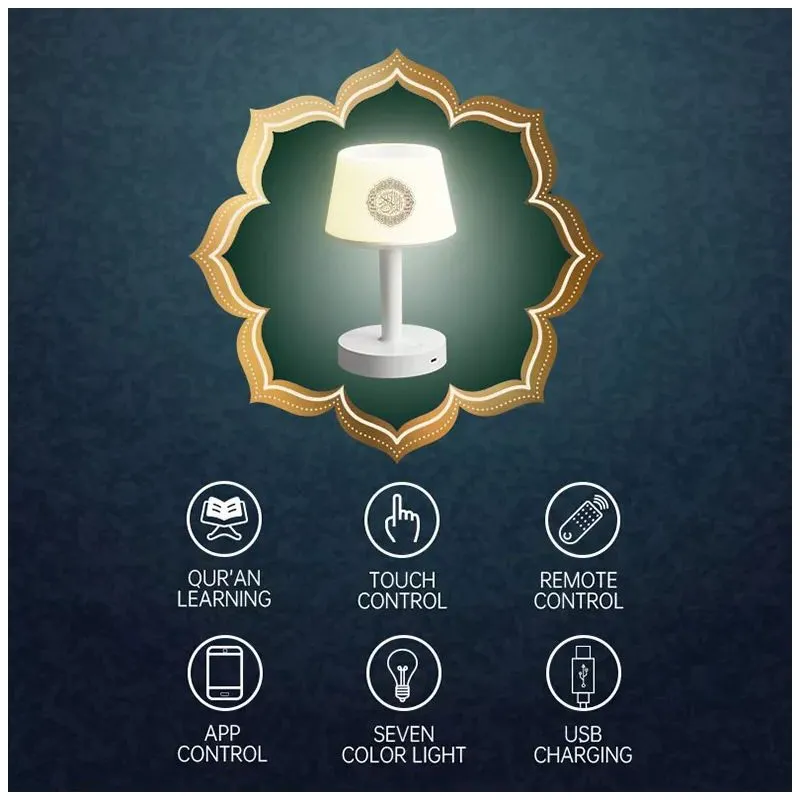 Elegant Bluetooth Speaker with Quran Recitation and Soft Night Light Quran Player