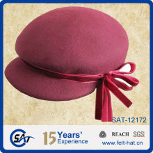 2015 red cute wool felt lady hat