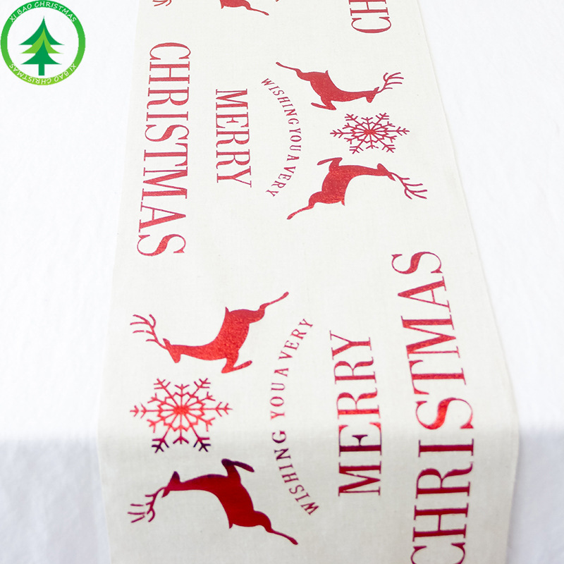 New Christmas decorations creative Christmas cotton hemp print tablecloth tablecloth tablecloth and flag Christmas table decorat