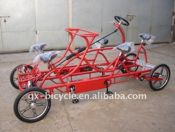 Red Four Wheels Surrey Bicycle