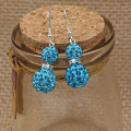 Double perles Boucles d’oreilles de Shamballa boucles d’oreilles strass cristal