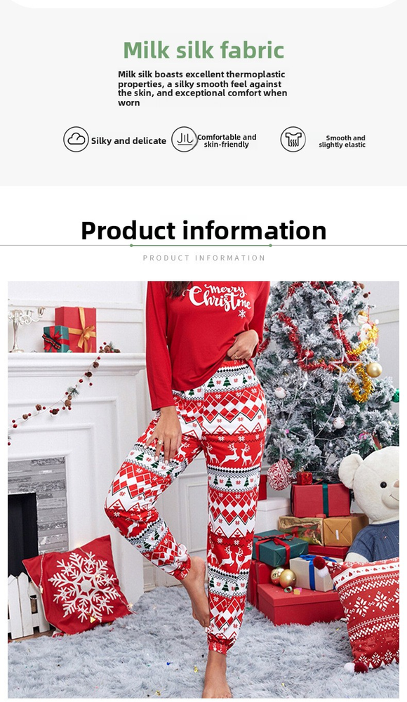 Зимний рождественский домашний комплект женской длинной пижамы Winter Christmas Homewear Women's Long Pajamas Set