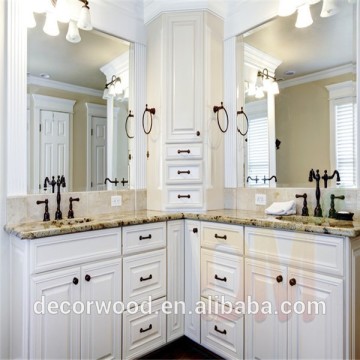 Fashion white Double sink bathroom RTA cabinetry
