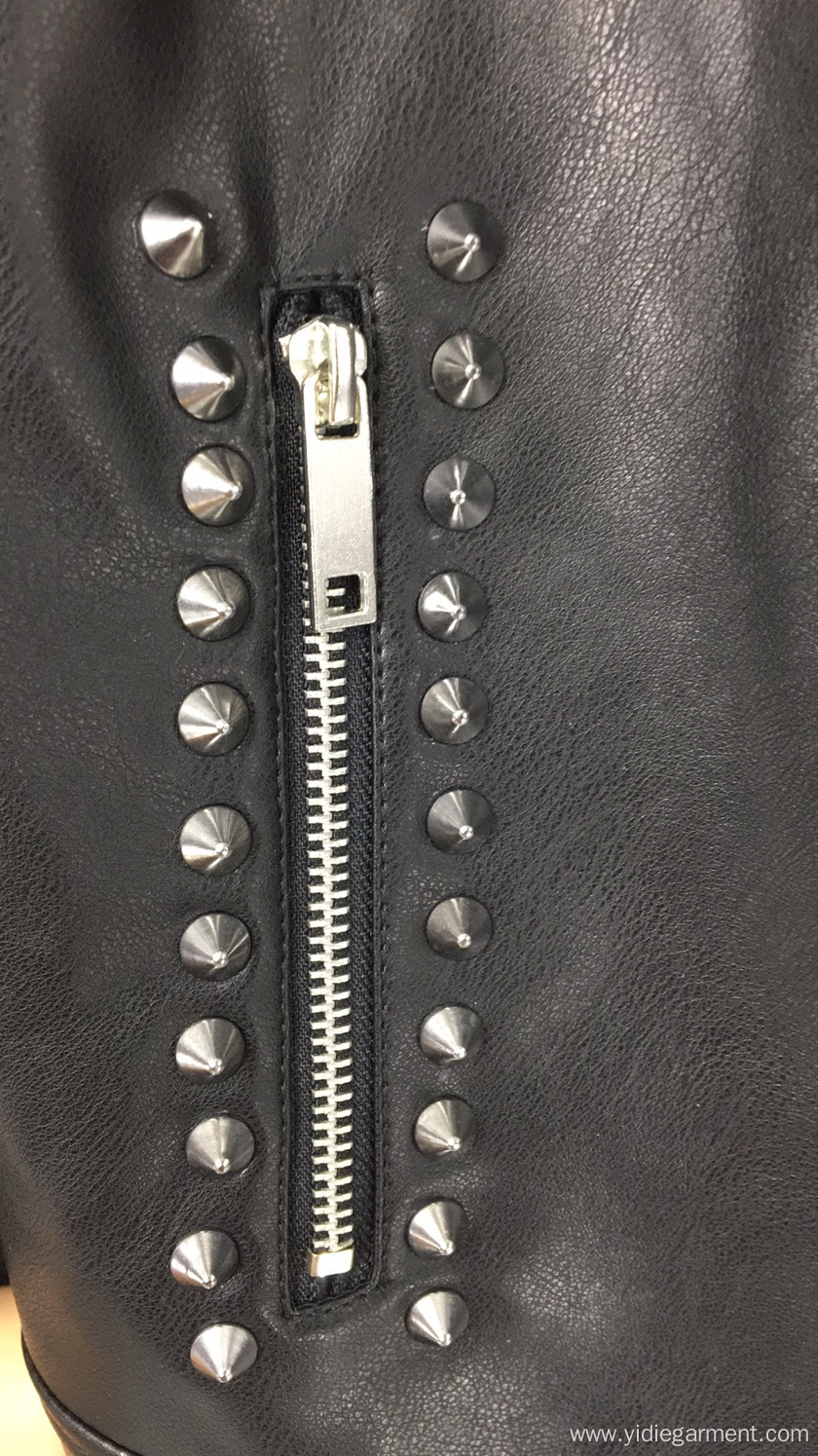 Ladies' Punk Studded Faux Leather Jacket