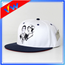 Customize Flat Embroidery White Flat Bill Cap