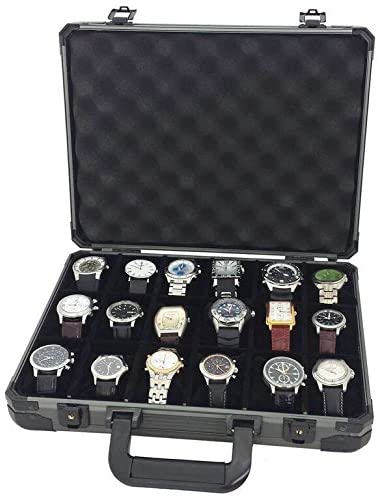 Metal Watch Case Professional Watch Storage Box Aluminum Display Organizer Watch Collecting Box with 18 Slots