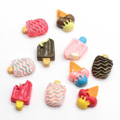 Kawaii Popsicle Resina Flatback Cabochon Beads Simulación Cono dulce Comida de verano Artesanía hecha a mano Accesorio para hacer horquillas