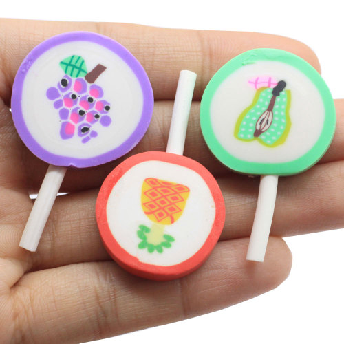 27*42mm Polymer Clay Lollipop 3D Miniature Food Candy Ornament for Phone Case Decoration