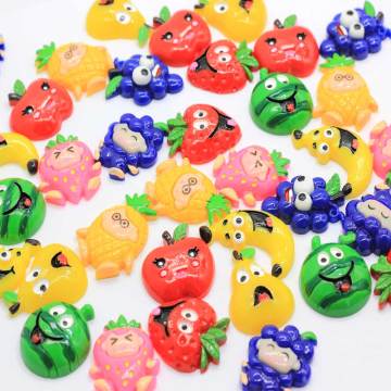 Fancy Various Fruit Shape Cabochon Flatback Beads 100pcs / bag Kitchen Ψυγείο Στολίδια Γούρια Παιδικά DIY Παιχνίδια Διακόσμηση