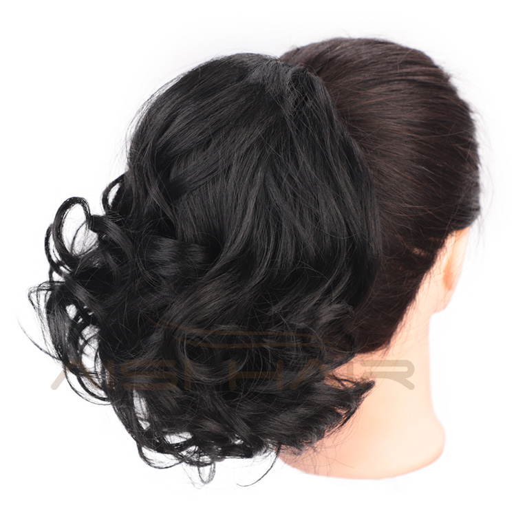 Aisi Hair Heat Resistant Fiber Synthetic Curly Wig Ponytail Drawstring Short Big Wave Pony Tail Clip In Curly Hair Bun