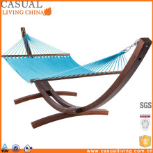 Comfortable Cheap Blue Cotton Rope Hammock with Wooden Stand