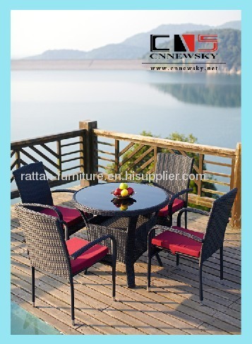 Outdoor Wicker Furniture Dinning Set 5 Pcs Dinning Chair 